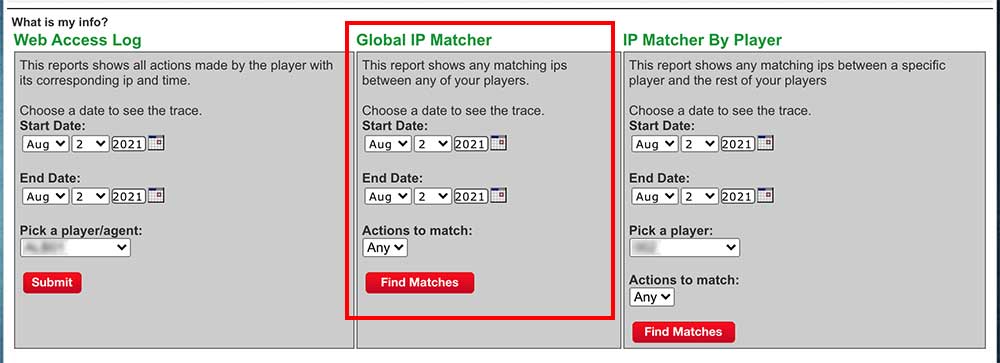 Global IP matcher to compare your players IP access