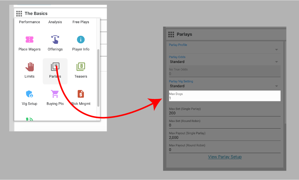 max underdogs - payperhead parlay setting
